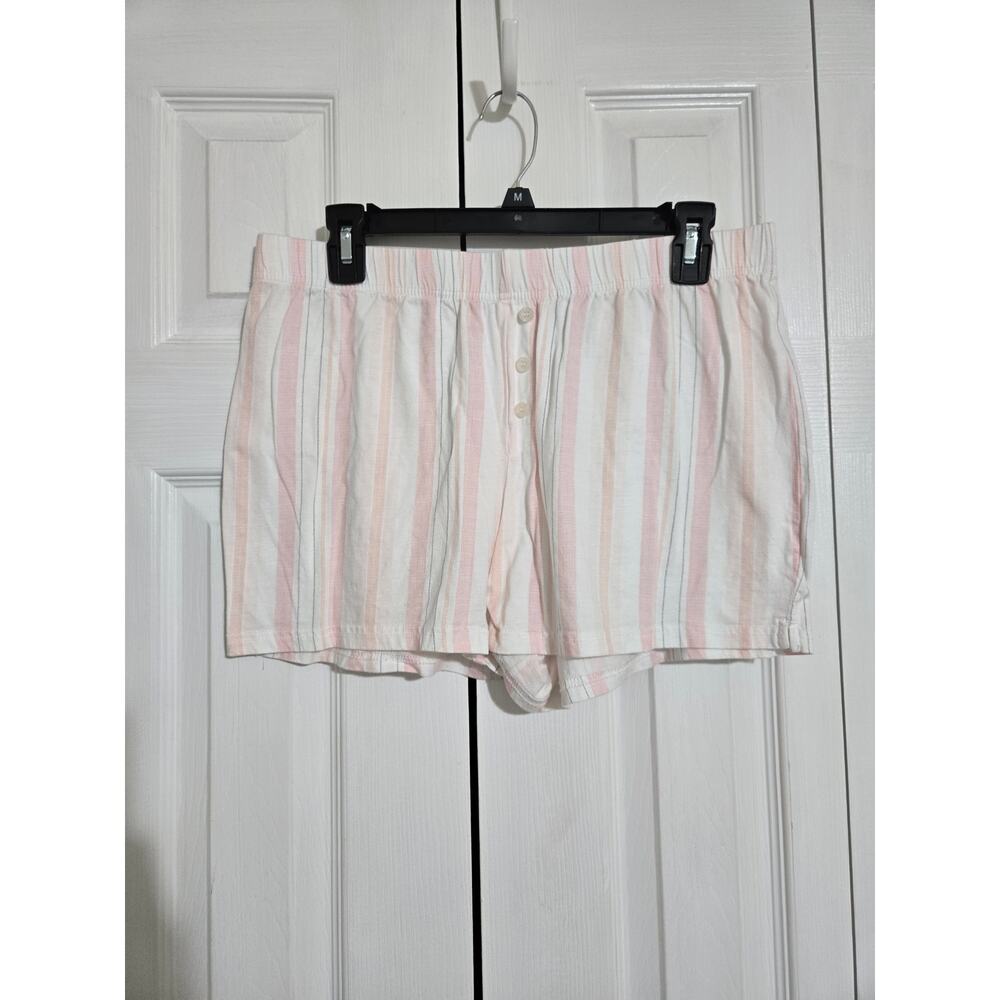 Rae Dunn large women's pink striped lounge shorts